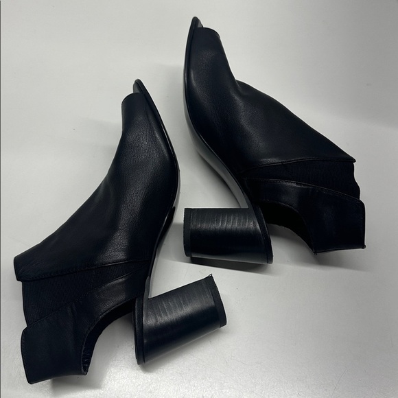 Steve Madden Nobel Ankle Boots Peep Open Toe Heeled Booties Leather Black Size 8 - Picture 6 of 9